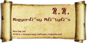 Mogyorósy Mátyás névjegykártya